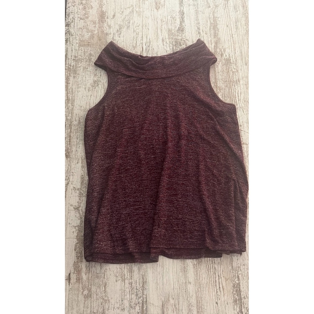 Maurices Womens XL Burgundy Space Dye Cowl Neck Sleeveless Knit Top Tank